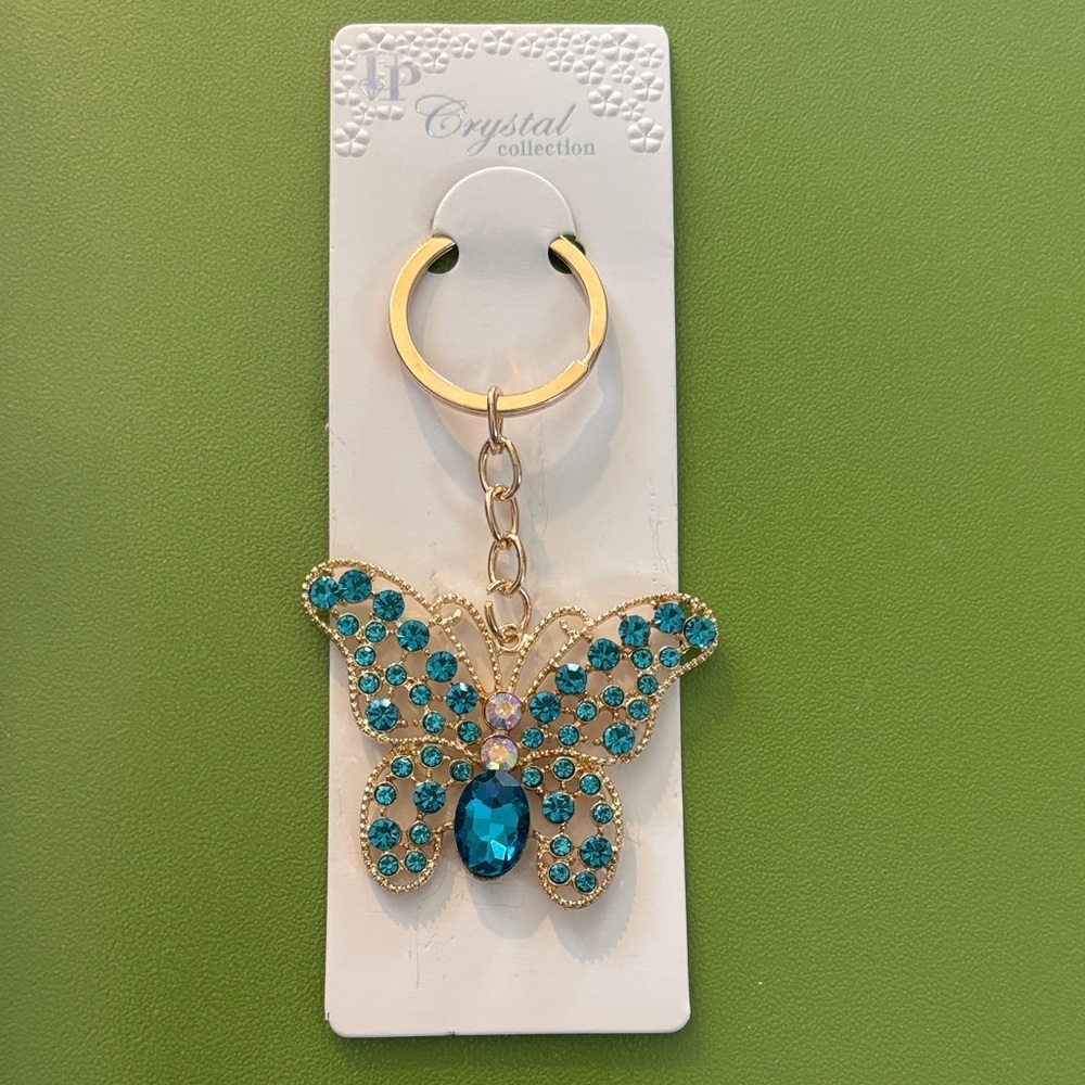 Butterfly Keychain- Gold and Teal